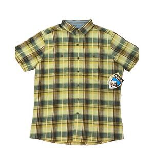 Kuhl Skorpio Tapered Fit Linen Blend Agave Gold Mens M Shirt NWT